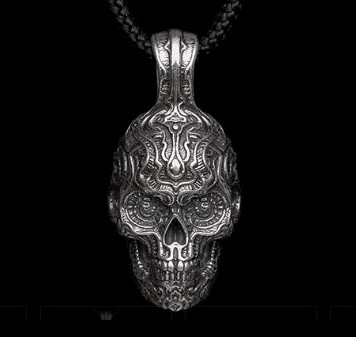 William Henry Sterling Silver Skull Pendant Suspended On A Black Paracord With Ss Clasp Measuring 22